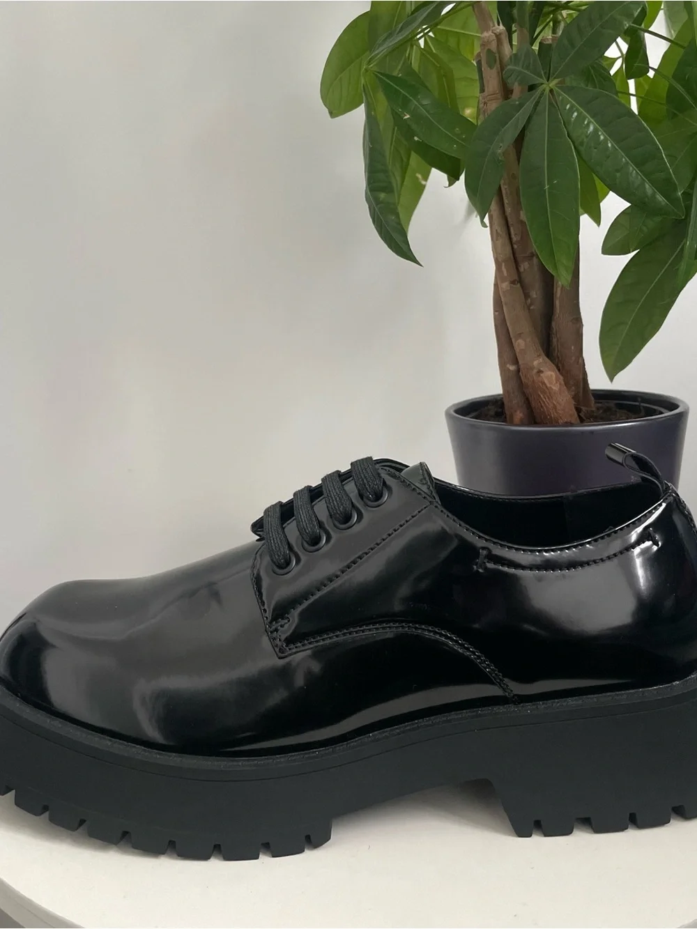 Men Size 11 ASOS Design chunky lace up shoes black faux leather new never worn